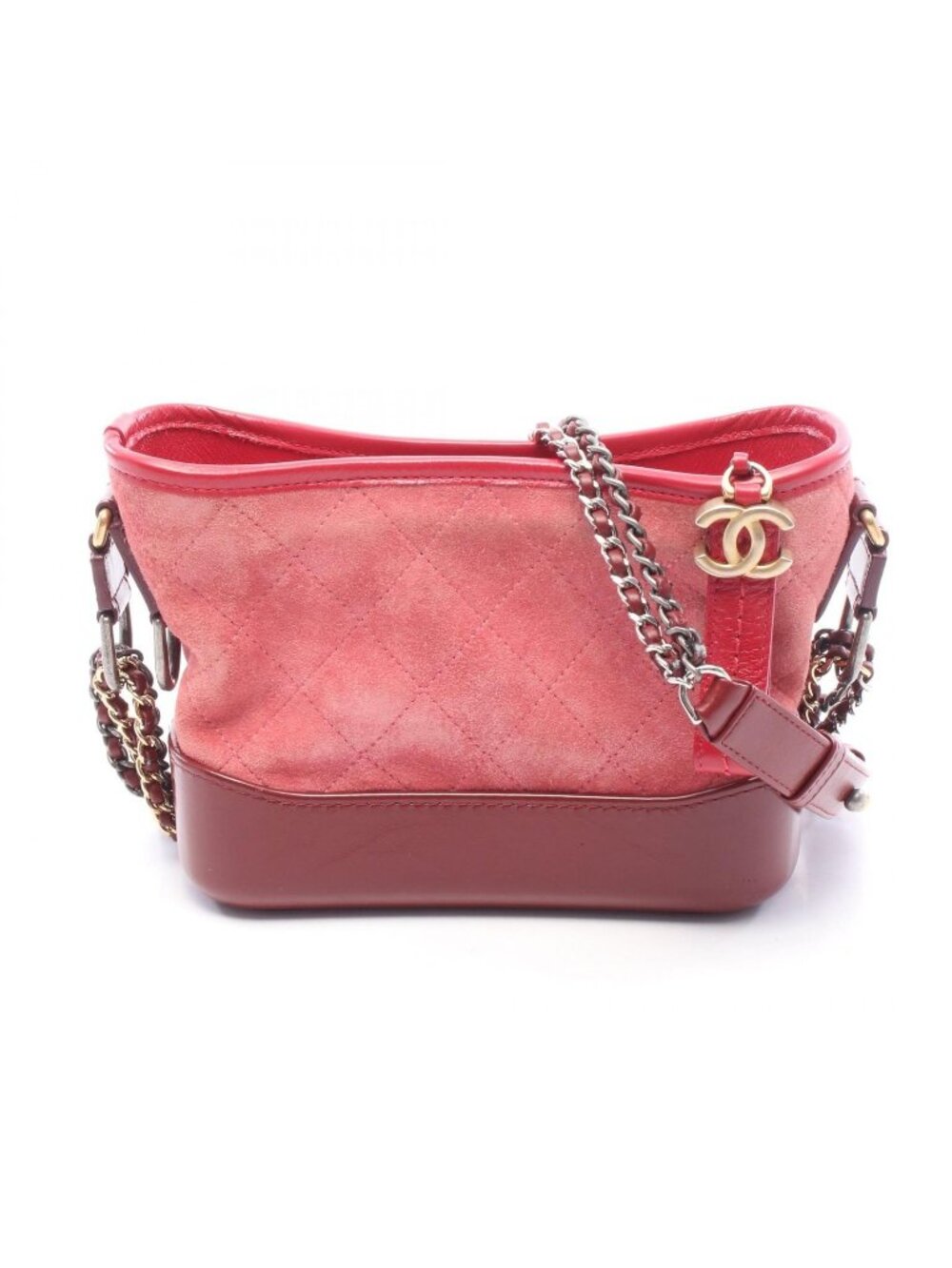 Chanel Shoulder Bag Gabrielle de Chanel Small Hobo Pink Wine Red Suede Leather